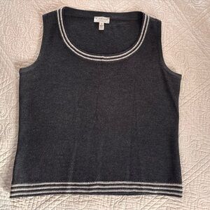 EUC St. John Sport by Marie Gray Charcoal Top with White and Silver Trim - Sz M